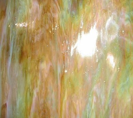 Armstrong Glass Company 0124SR Clear Opalescent Dark Amber Wispy Iridescent Stained Glass Glass Sheet