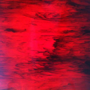 Armstrong Glass Company 5525S Red Opalescent Black Streaky Stained Glass Glass Sheet